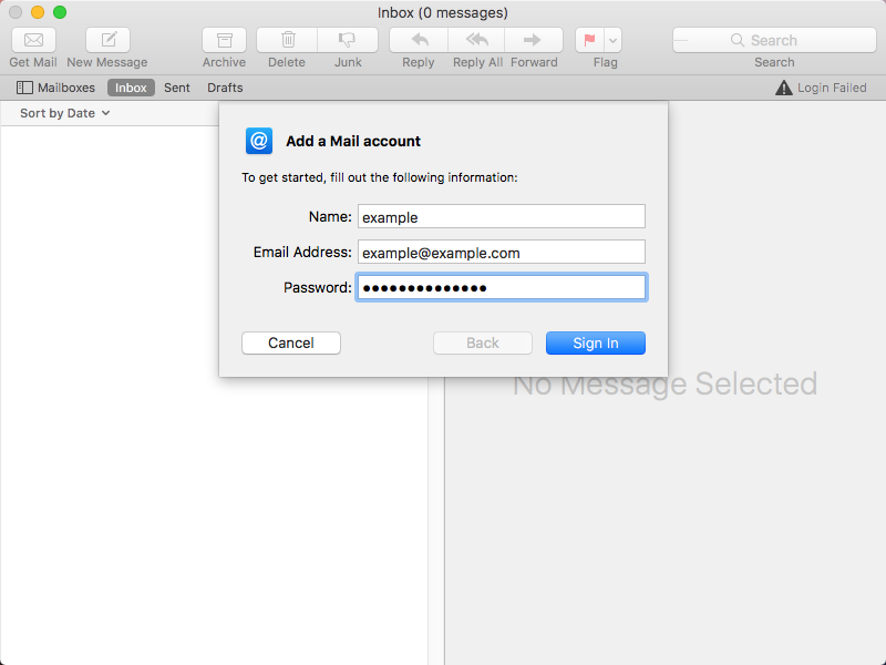 Mac mail datos